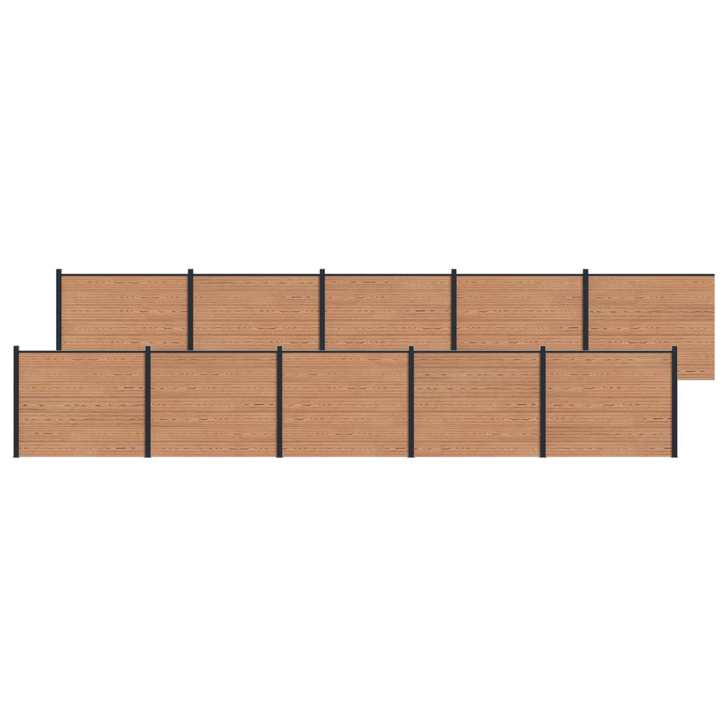 Pannello di Recinzione 10 pezzi WPC e Alluminio Marrone