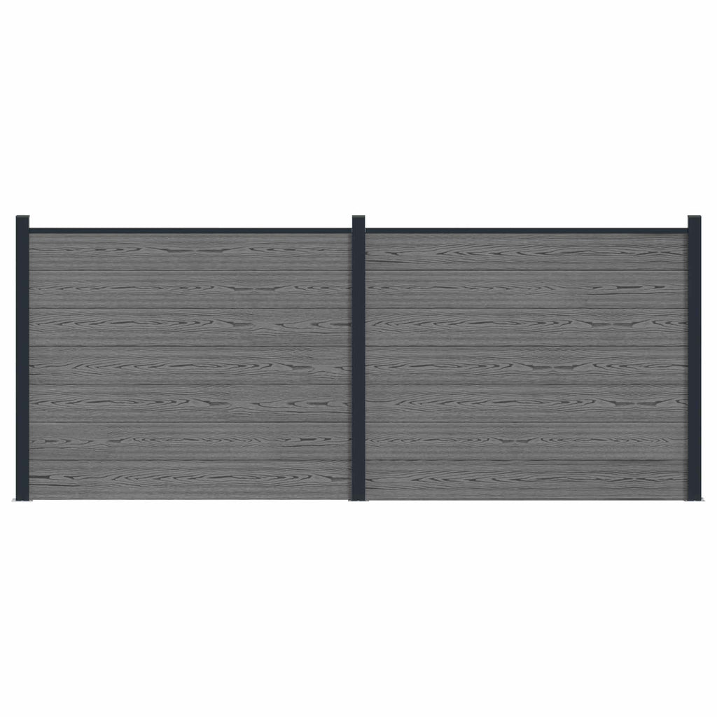 Pannello di Recinzione WPC e Alluminio Grigio 2 pz