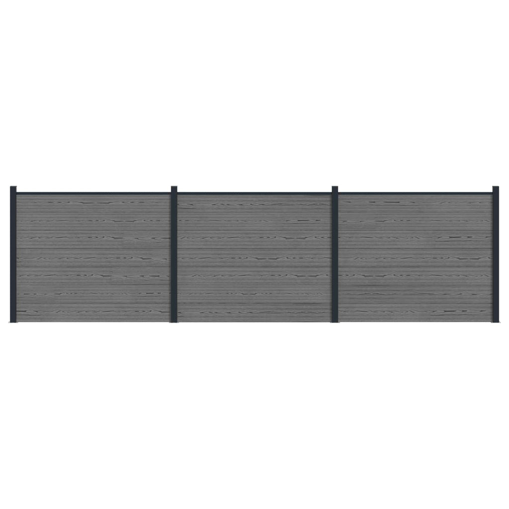 Pannello di Recinzione 3 pezzi WPC e Alluminio Grigio