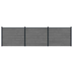 Pannello di Recinzione 3 pezzi WPC e Alluminio Grigio