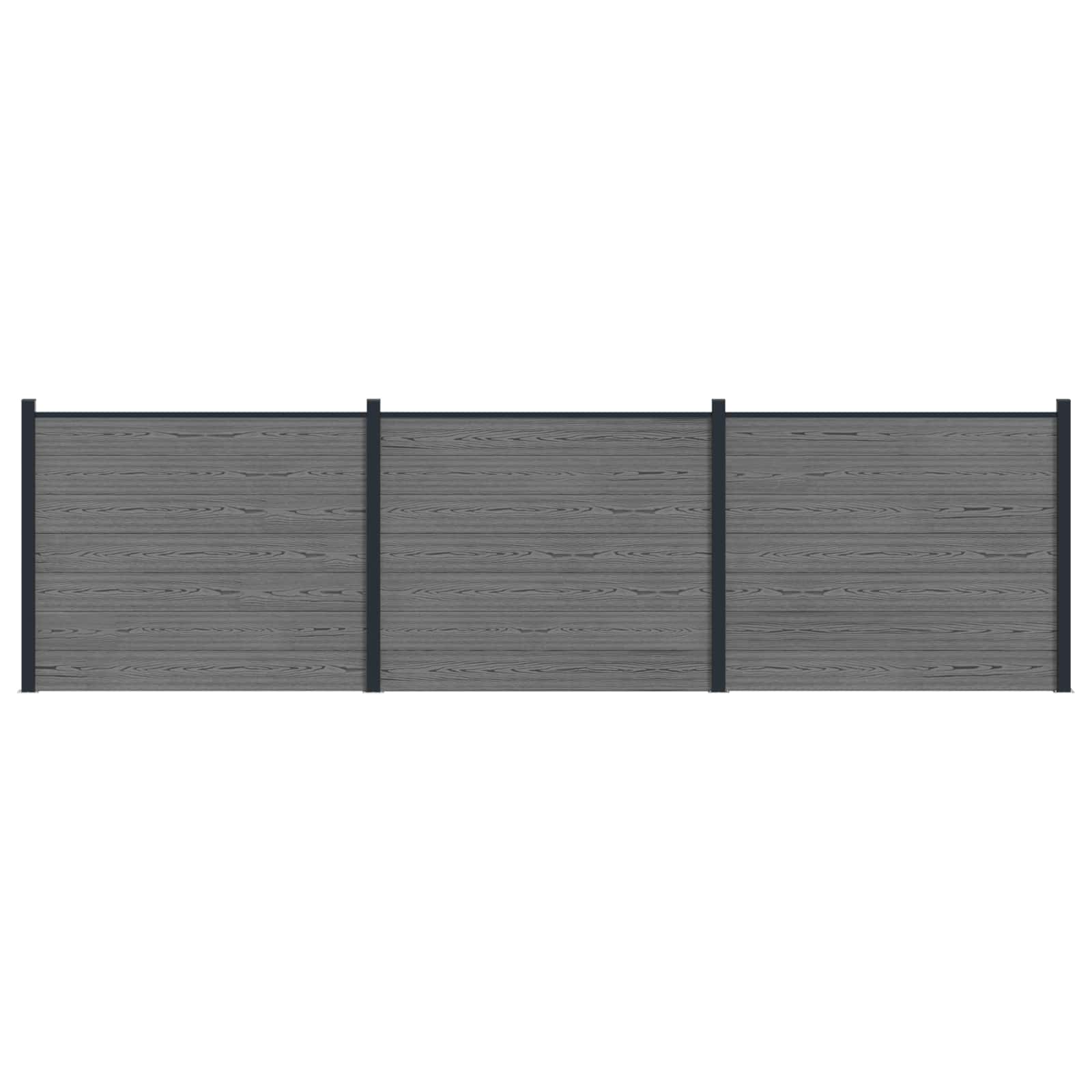 Pannello di Recinzione 3 pezzi WPC e Alluminio Grigio