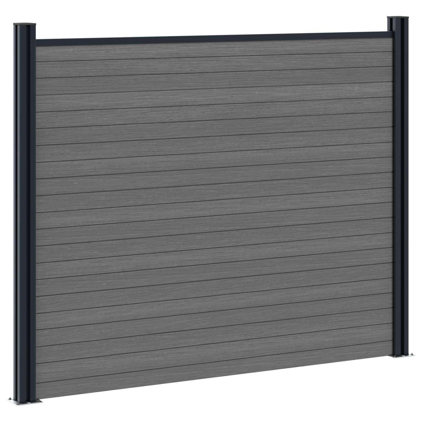 Pannello di Recinzione 3 pezzi WPC e Alluminio Grigio