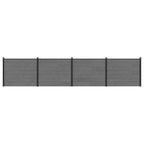 Pannello di Recinzione 4 pcs WPC e Alluminio Grigio