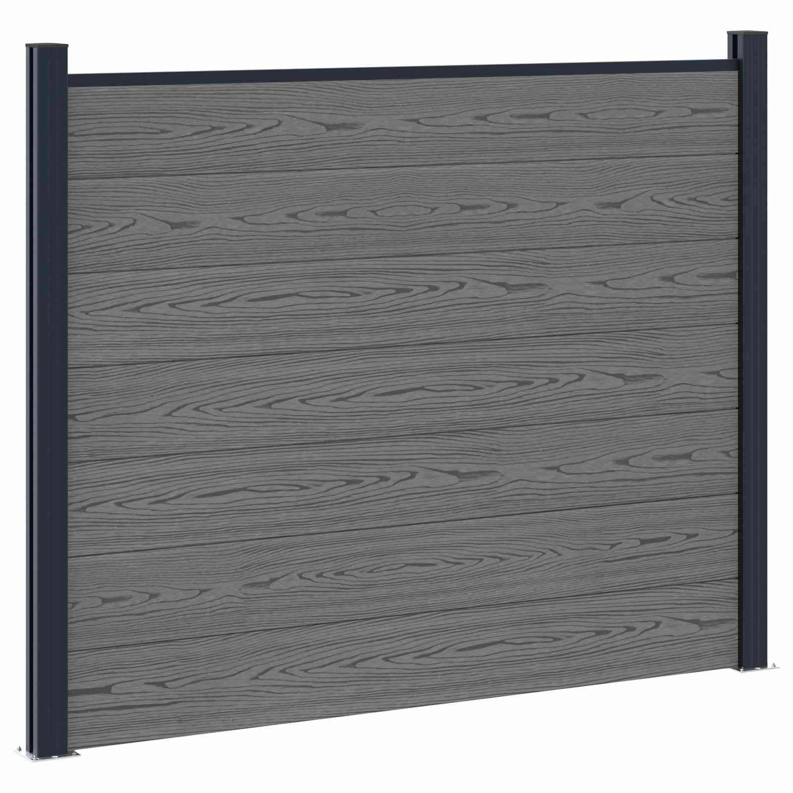 Pannello di Recinzione 4 pcs WPC e Alluminio Grigio