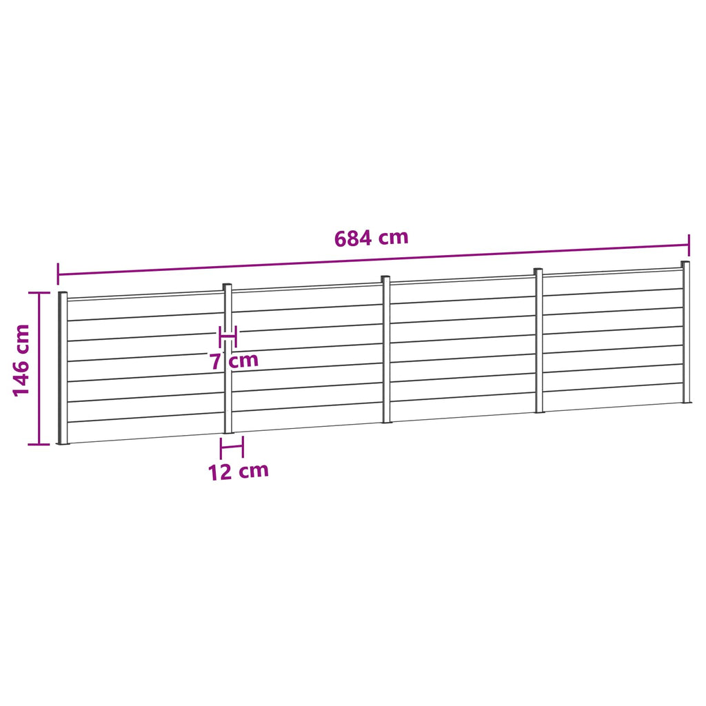 Pannello di Recinzione 4 pcs WPC e Alluminio Grigio