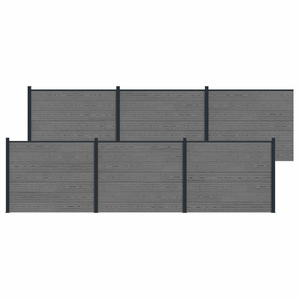 Pannello di Recinzione WPC e Alluminio Grigio 6 pz