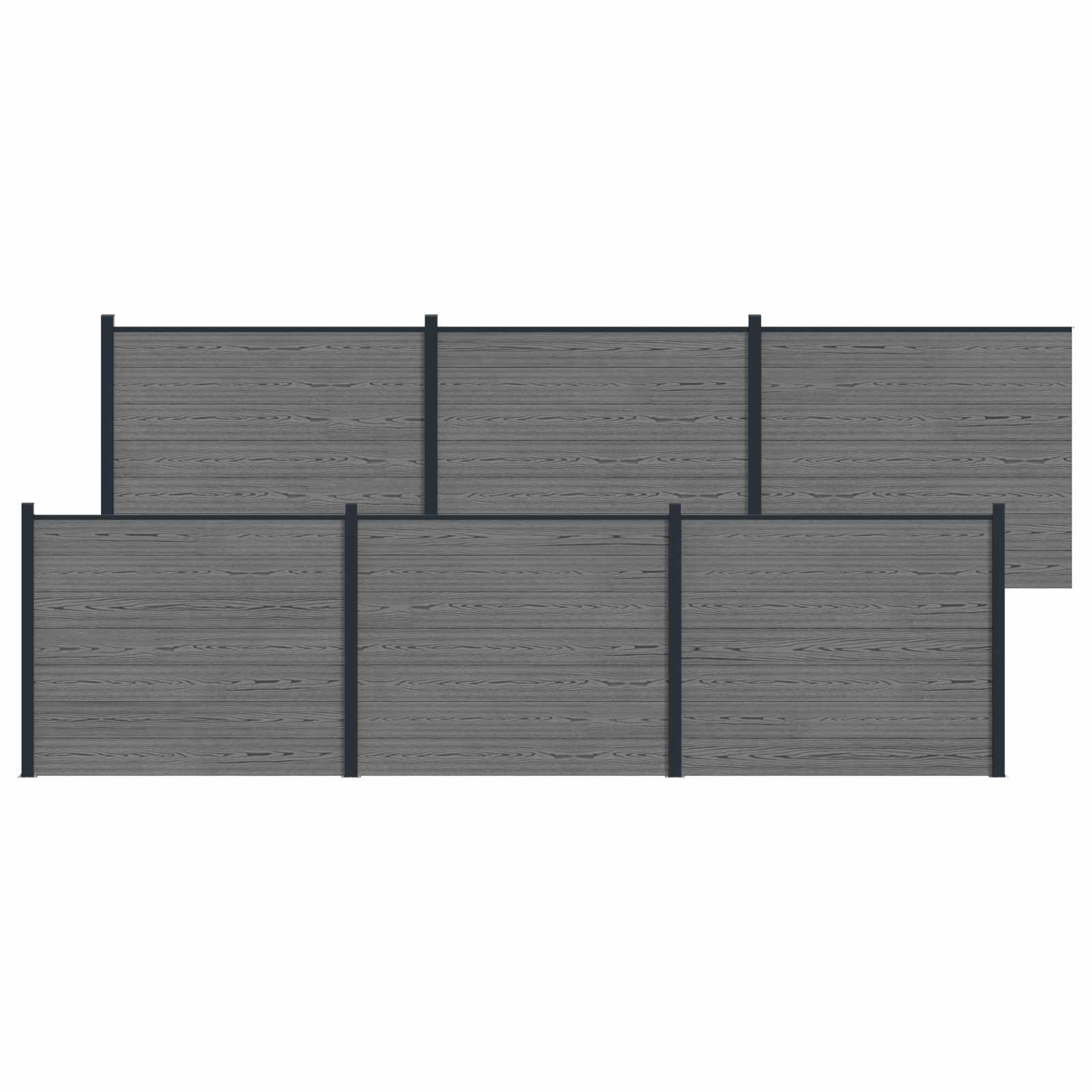 Pannello di Recinzione WPC e Alluminio Grigio 6 pz