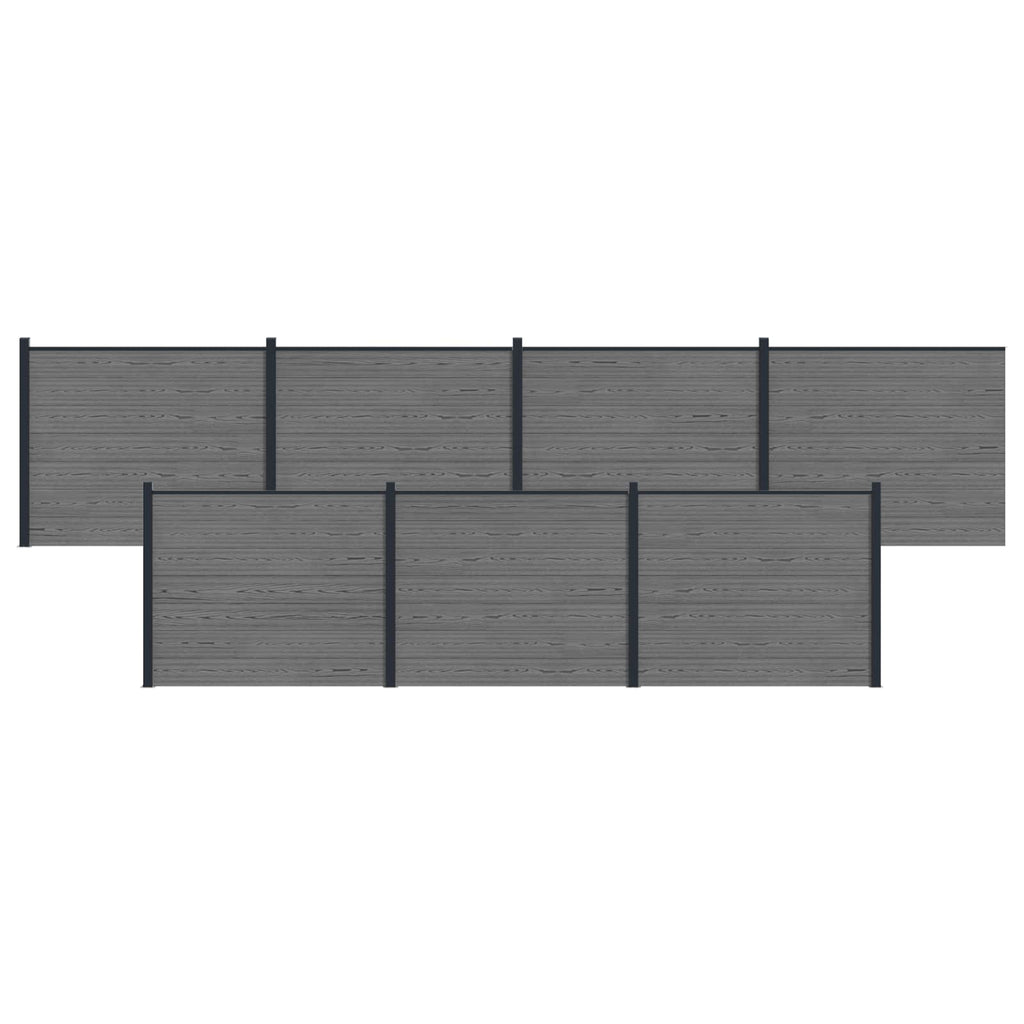 Pannello di Recinzione 7 pcs WPC e Alluminio Grigio