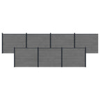 Pannello di Recinzione 7 pcs WPC e Alluminio Grigio