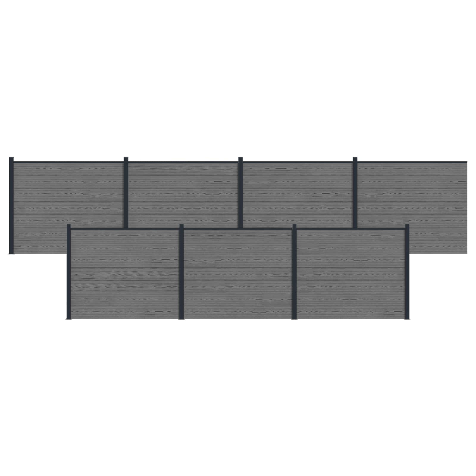 Pannello di Recinzione 7 pcs WPC e Alluminio Grigio