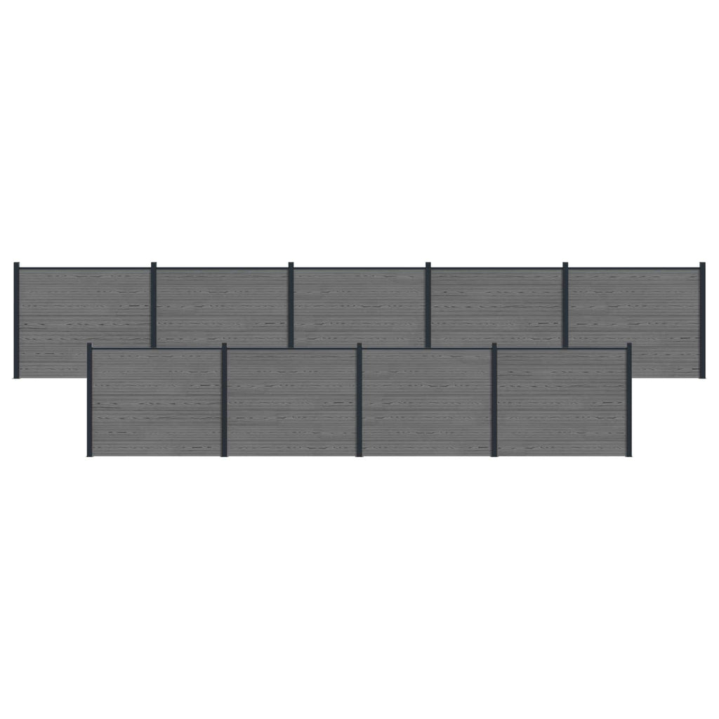 Pannello di Recinzione 9 pcs WPC e Alluminio Grigio