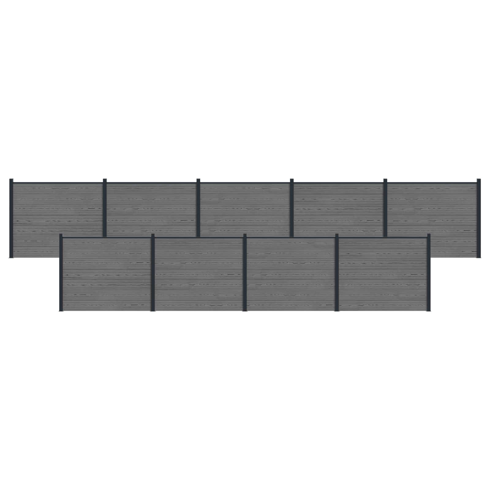 Pannello di Recinzione 9 pcs WPC e Alluminio Grigio