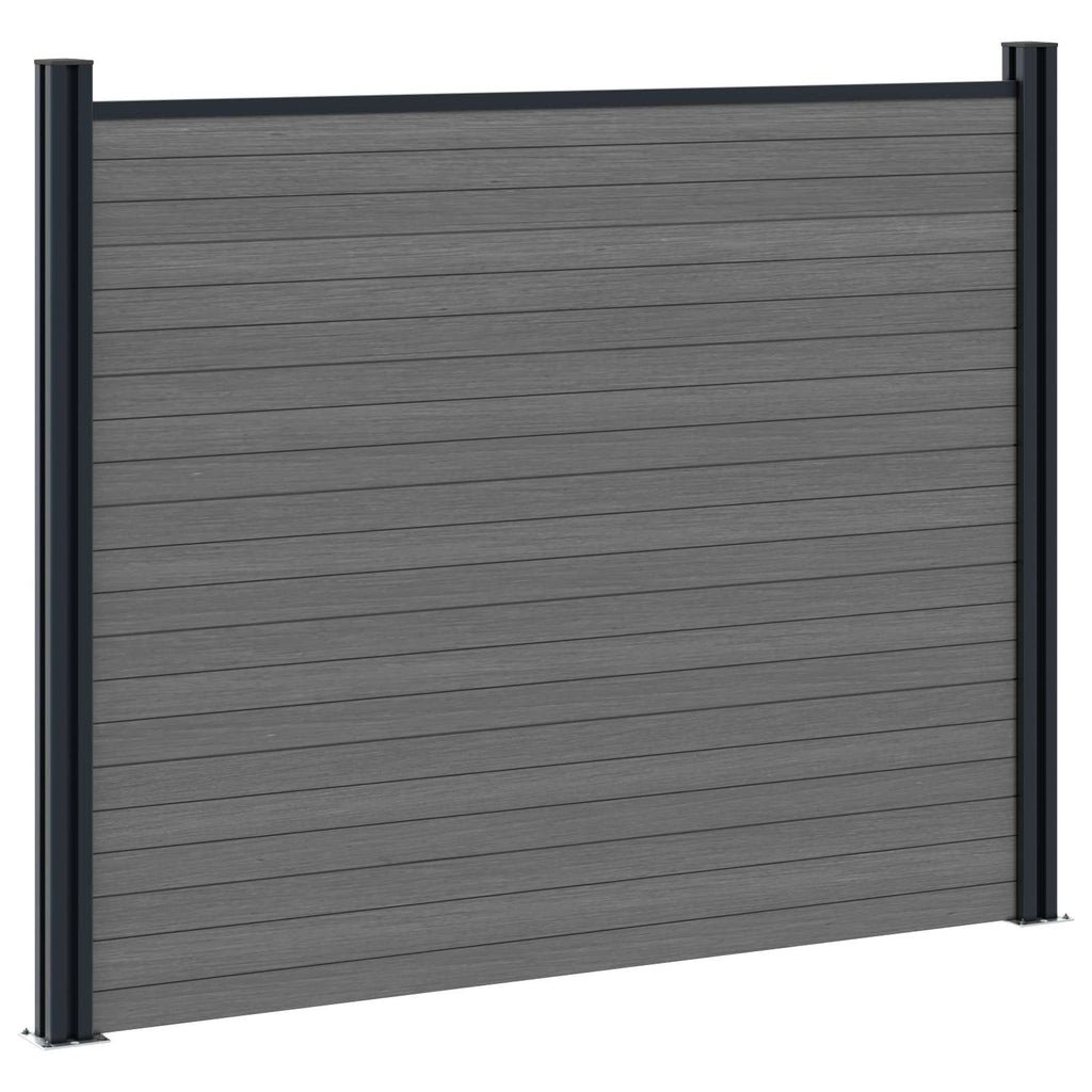 Pannello di Recinzione 9 pcs WPC e Alluminio Grigio