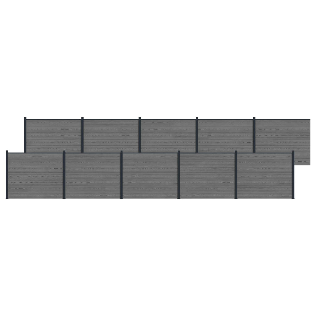 Pannello di Recinzione WPC e Alluminio Grigio 10 pezzi