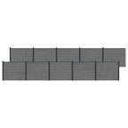 Pannello di Recinzione WPC e Alluminio Grigio 10 pezzi
