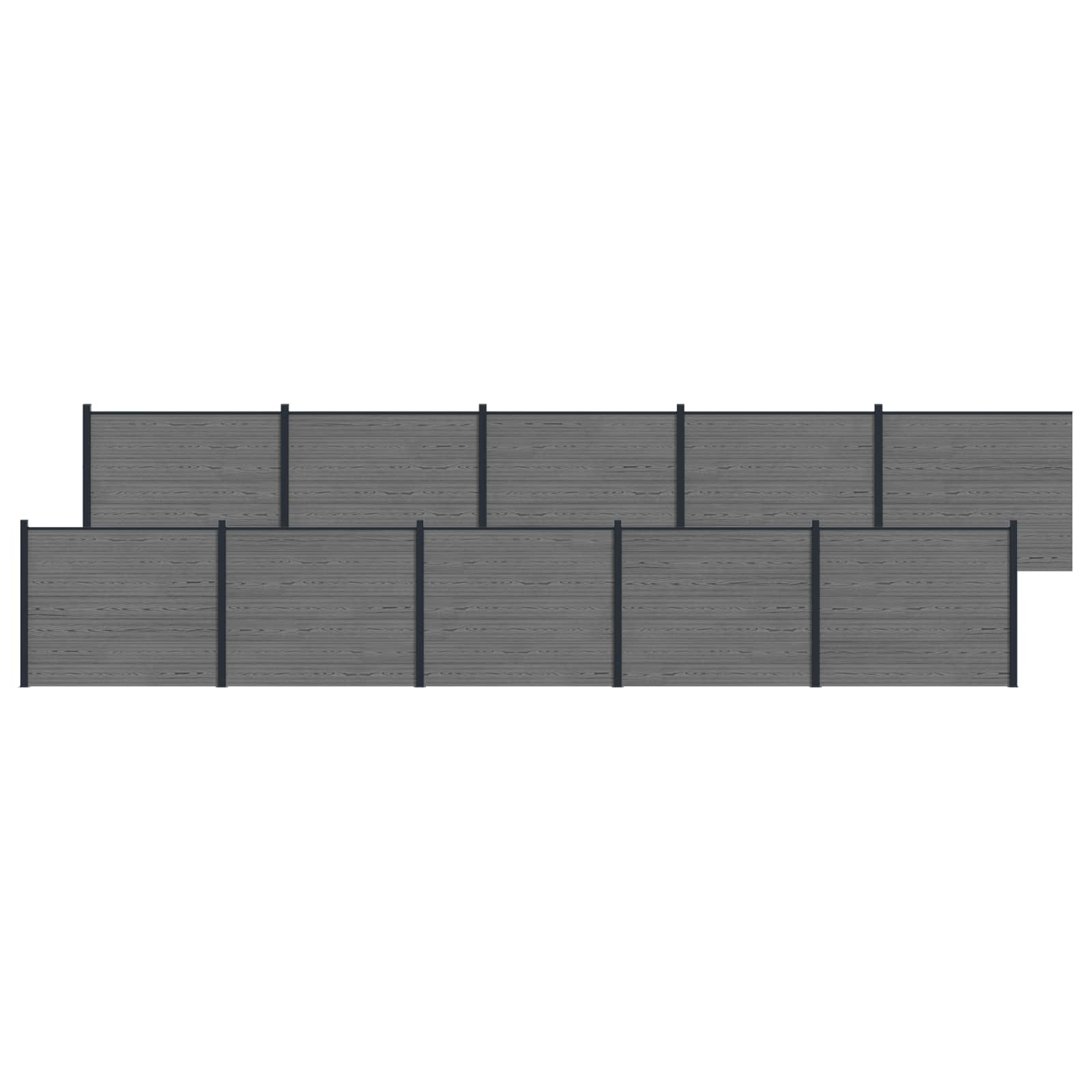 Pannello di Recinzione WPC e Alluminio Grigio 10 pezzi