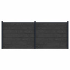 Pannello di Recinzione WPC e Alluminio Nero 2 pezzi
