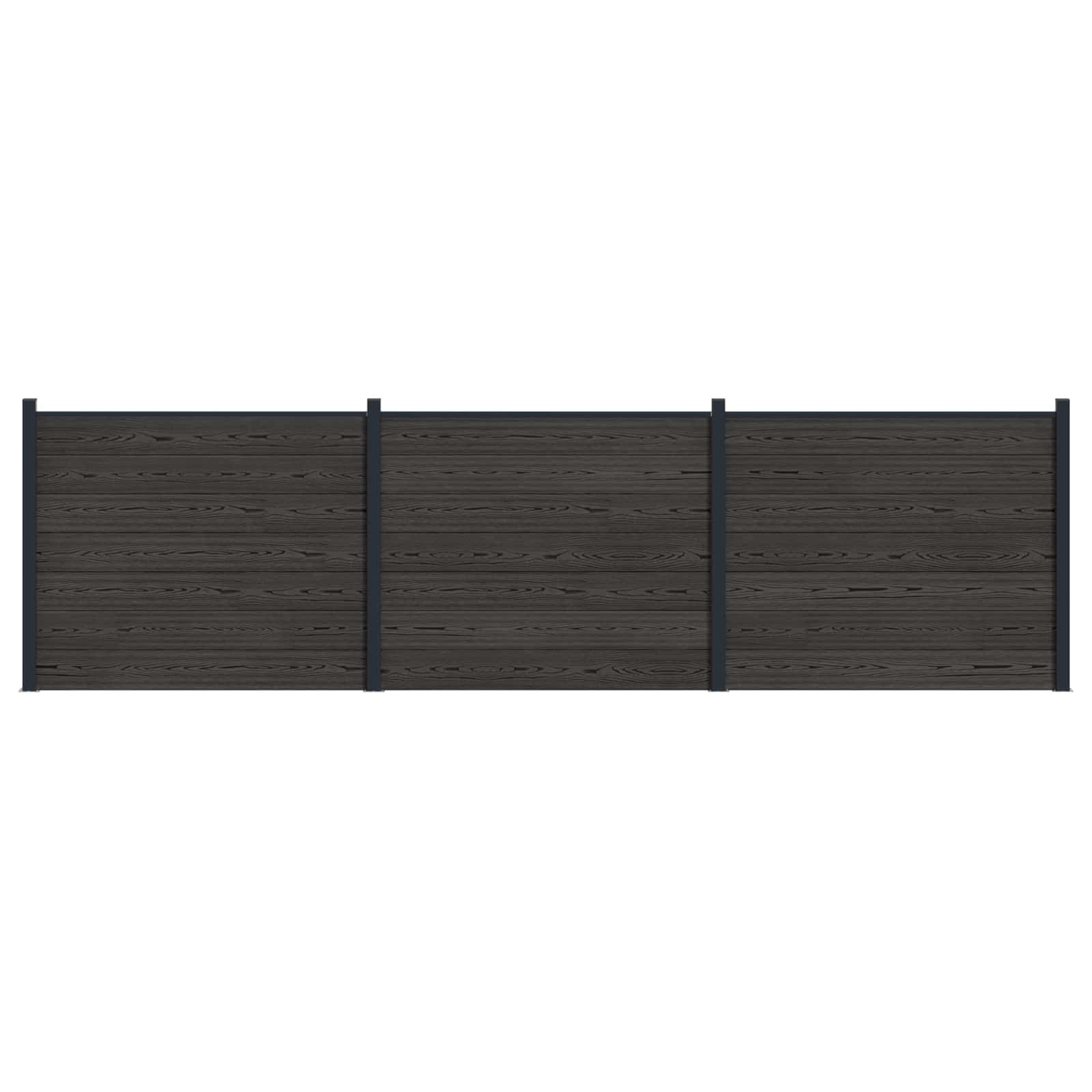 Pannello di Recinzione WPC e Alluminio Nero 3 pezzi - 516x146 cm