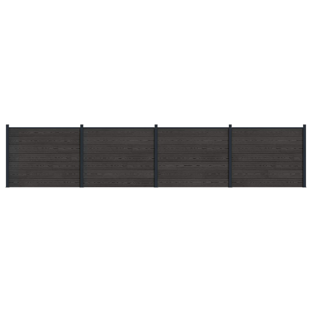 Pannello di Recinzione 4 pz WPC e Alluminio Nero 684x146 cm