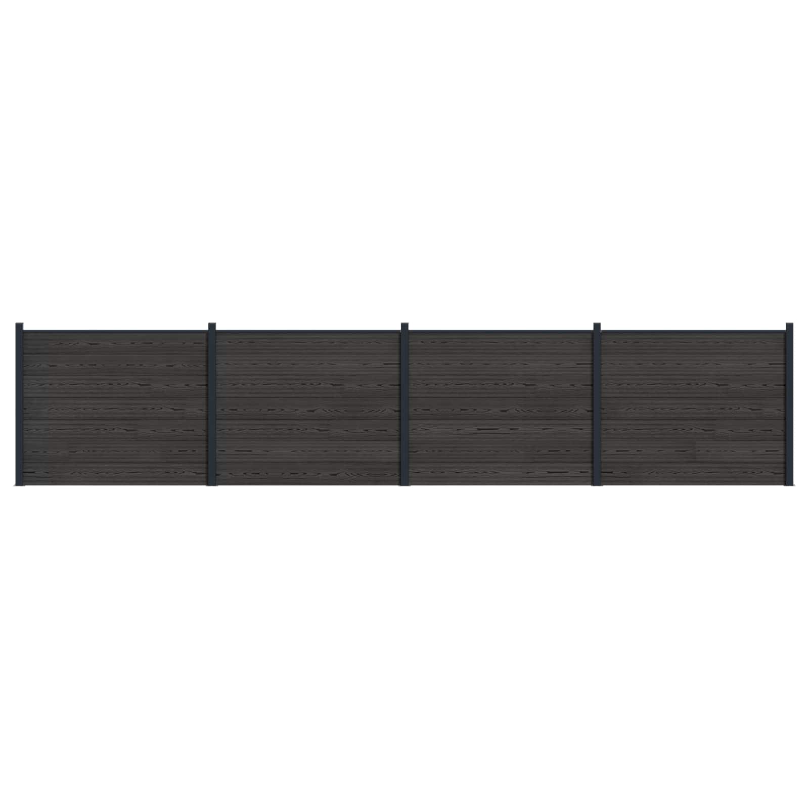 Pannello di Recinzione 4 pz WPC e Alluminio Nero 684x146 cm