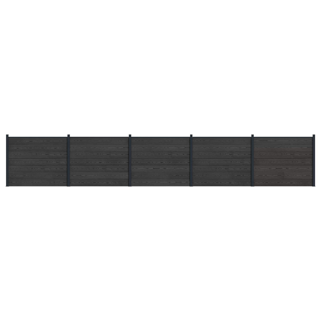 Pannello di Recinzione WPC e Alluminio Nero - 5 pezzi