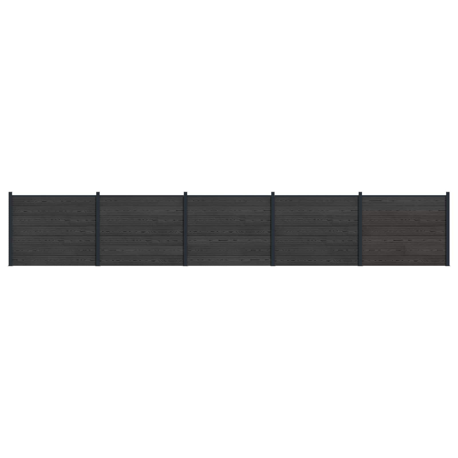 Pannello di Recinzione WPC e Alluminio Nero - 5 pezzi