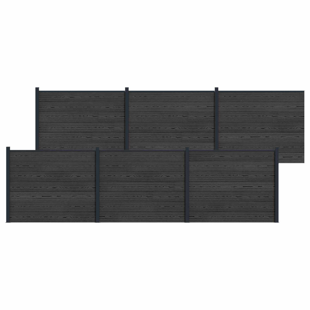 Pannello di Recinzione WPC e Alluminio Nero - Set 6 pezzi