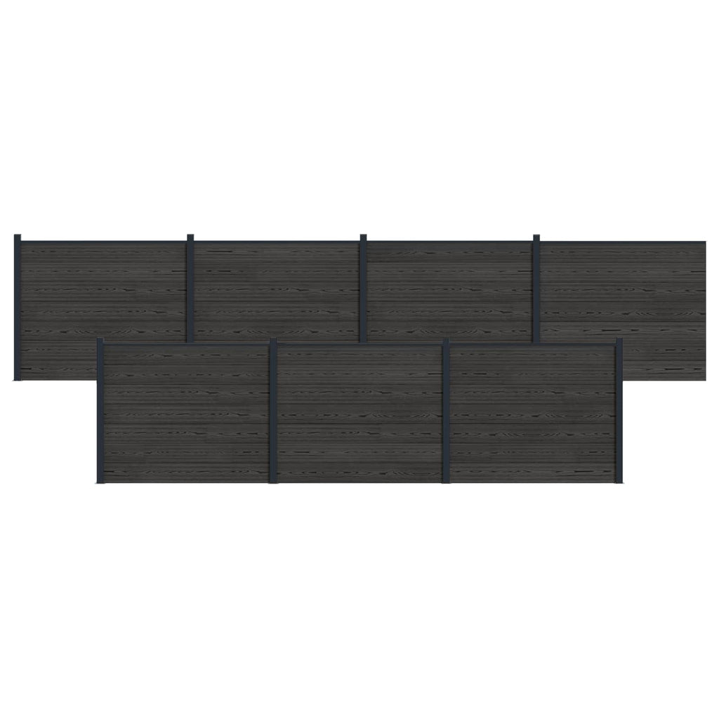 Pannello di Recinzione 7 pezzi WPC e Alluminio Nero