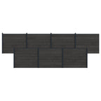 Pannello di Recinzione 7 pezzi WPC e Alluminio Nero