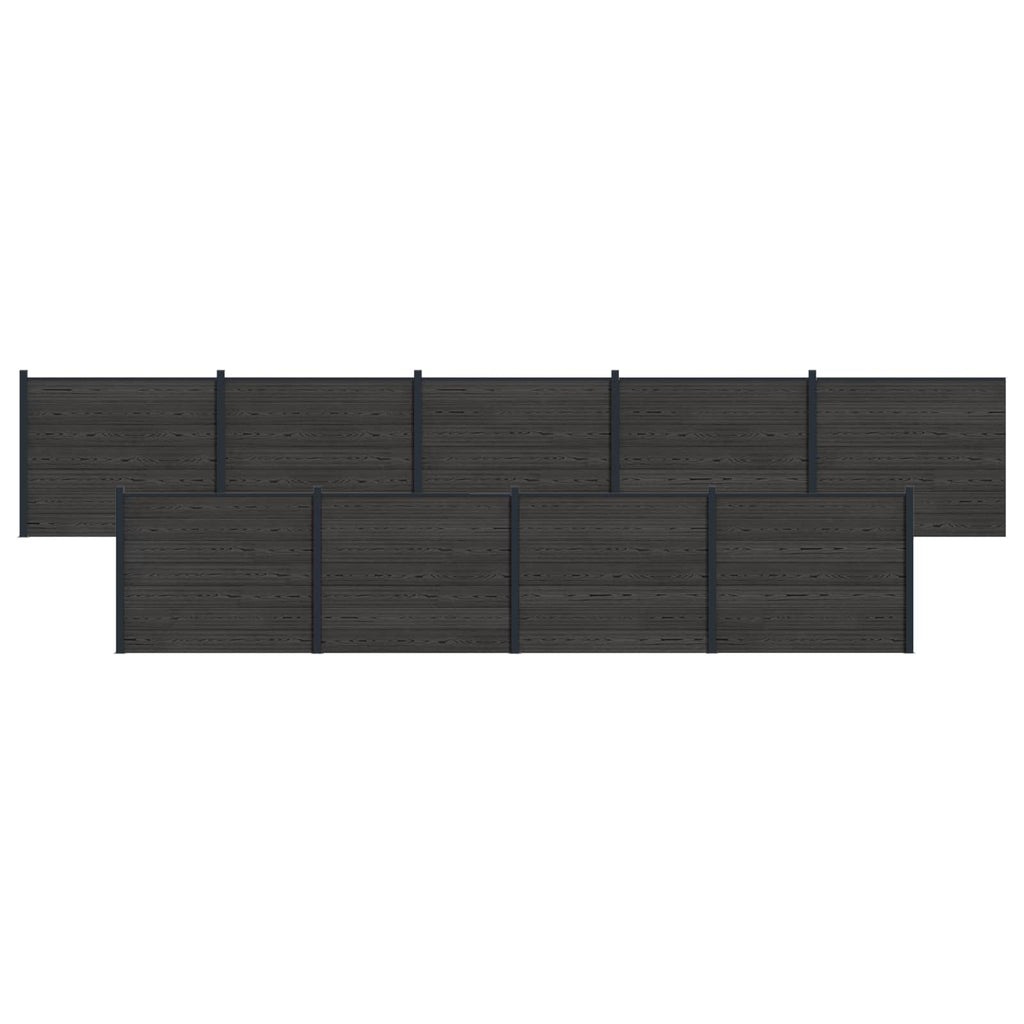 Pannello di Recinzione WPC e Alluminio Nero - 9 Pezzi