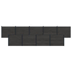 Pannello di Recinzione WPC e Alluminio Nero - 9 Pezzi
