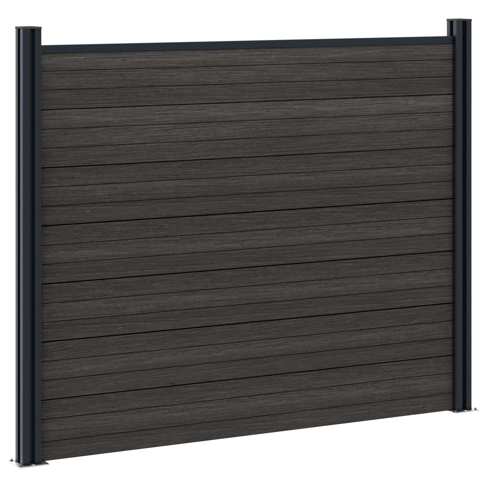 Pannello di Recinzione WPC e Alluminio Nero - 9 Pezzi