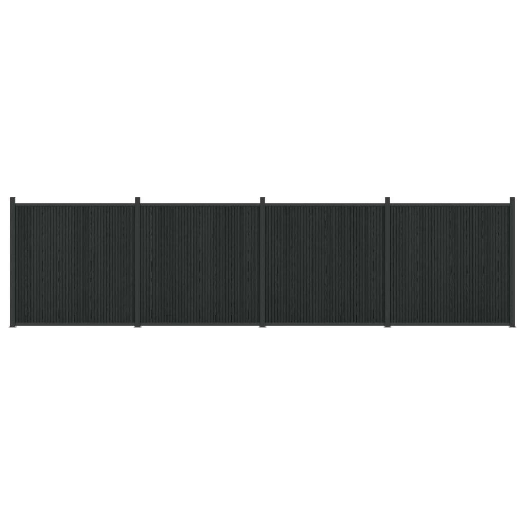 Pannello di Recinzione 4 pz WPC e Alluminio Nero 705x186,5 cm