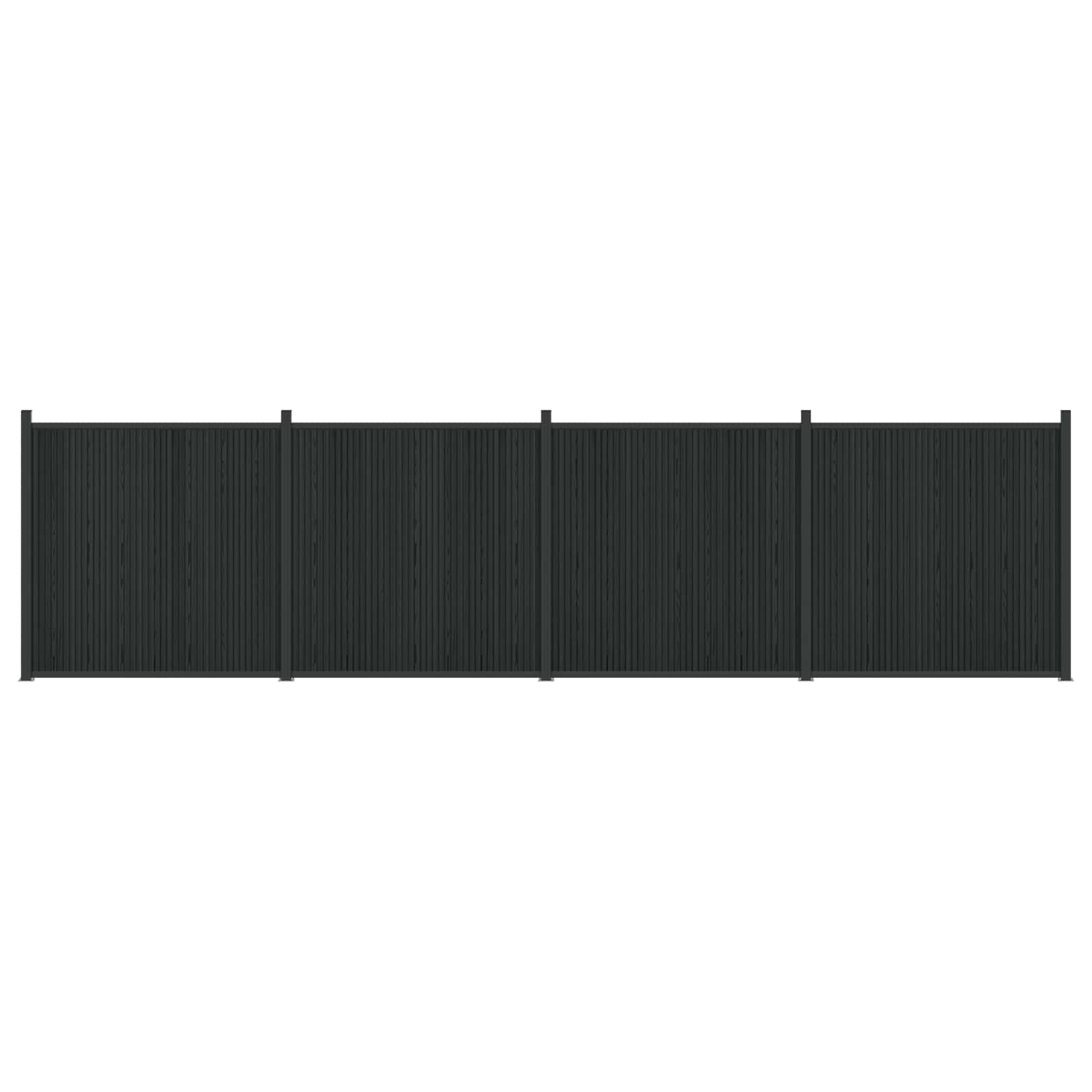Pannello di Recinzione 4 pz WPC e Alluminio Nero 705x186,5 cm
