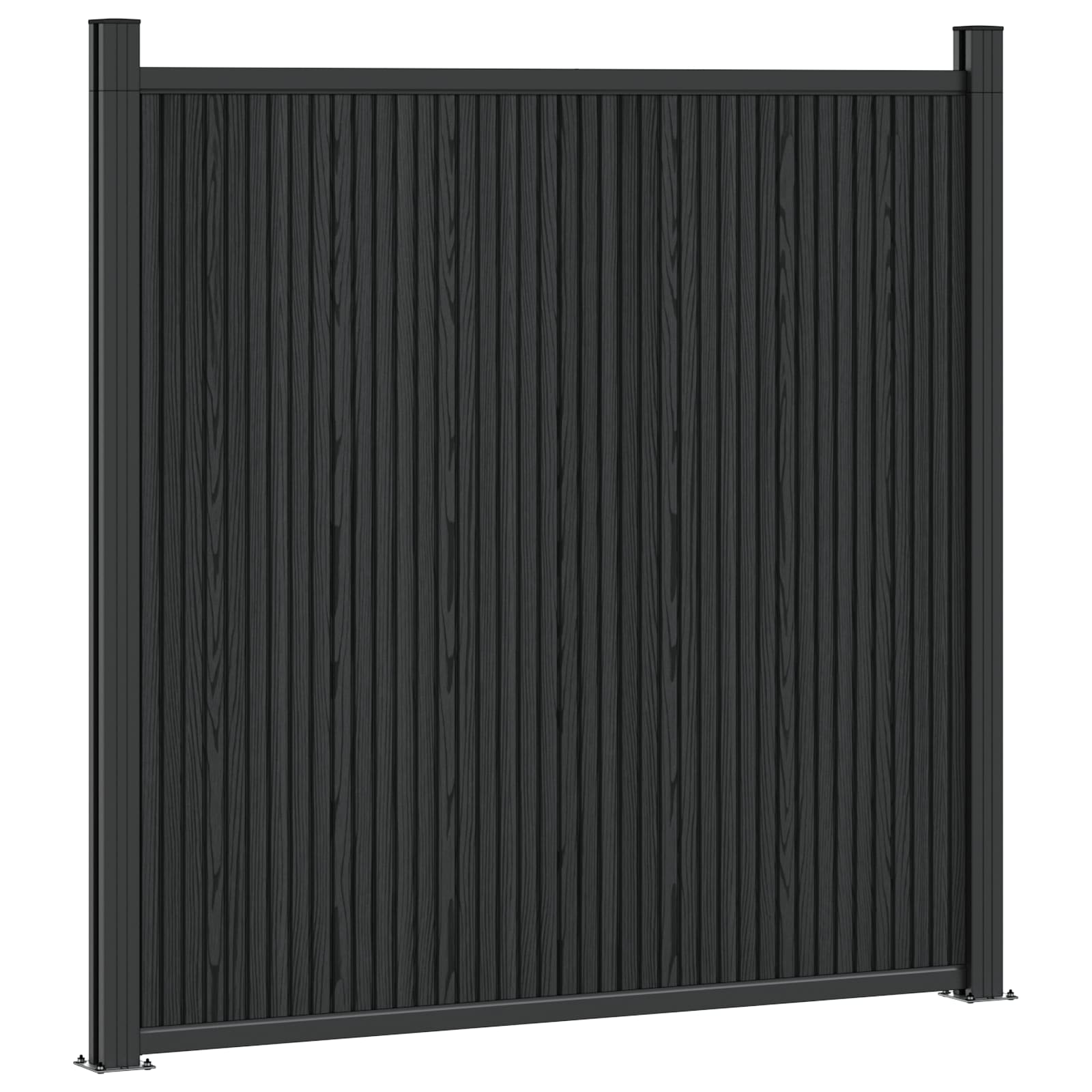 Pannello di Recinzione 4 pz WPC e Alluminio Nero 705x186,5 cm