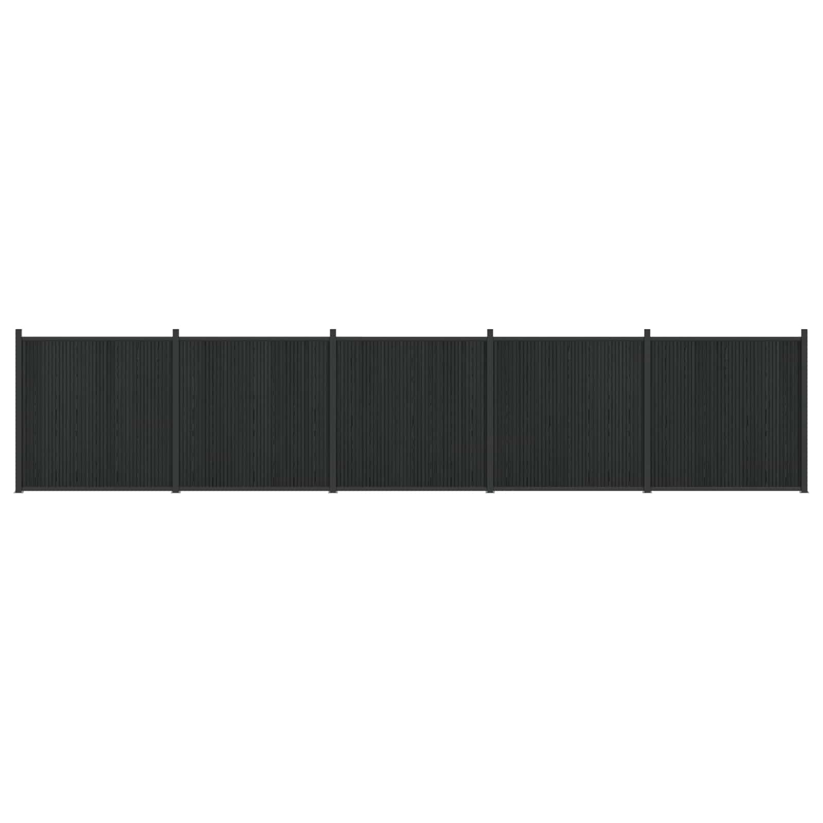 Pannello di Recinzione WPC e Alluminio Nero 880x186,5 cm - Set 5 pezzi
