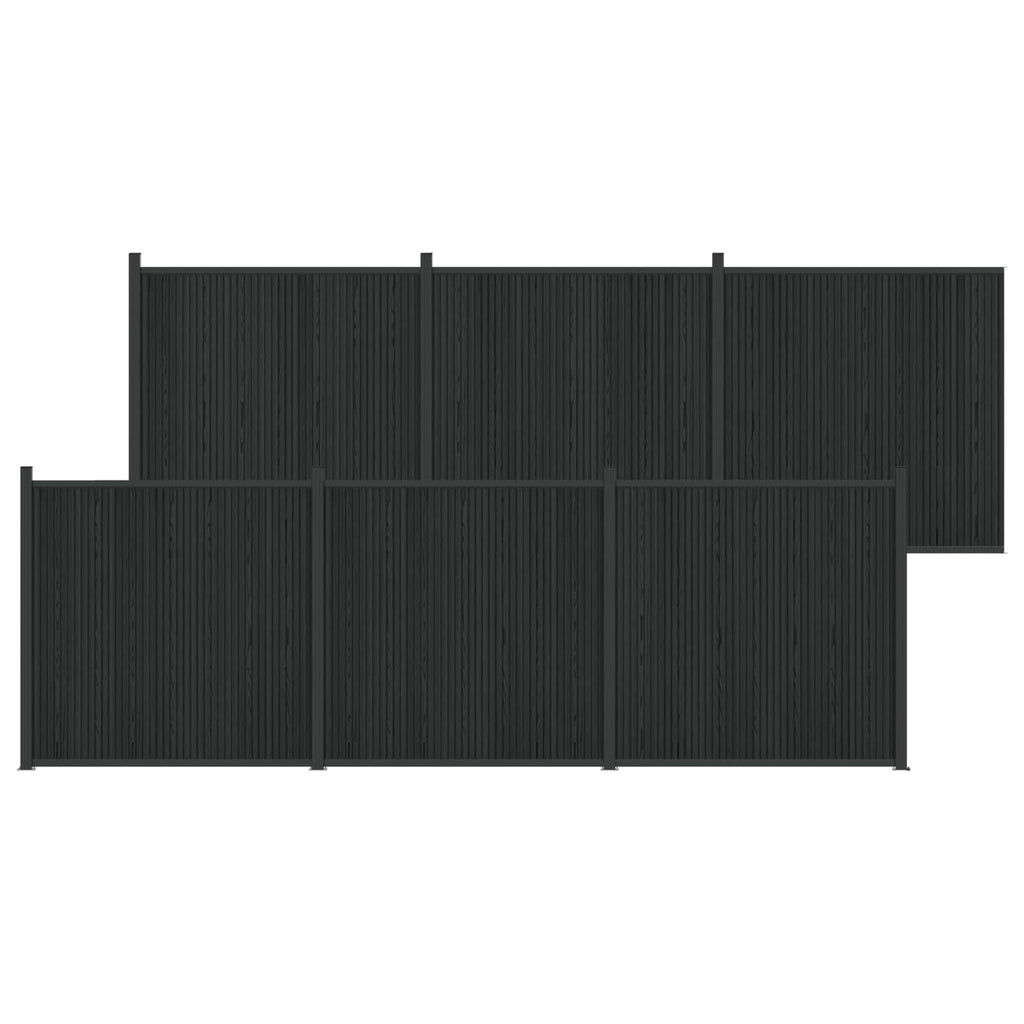 Pannello di Recinzione 6 pcs WPC e Alluminio Nero