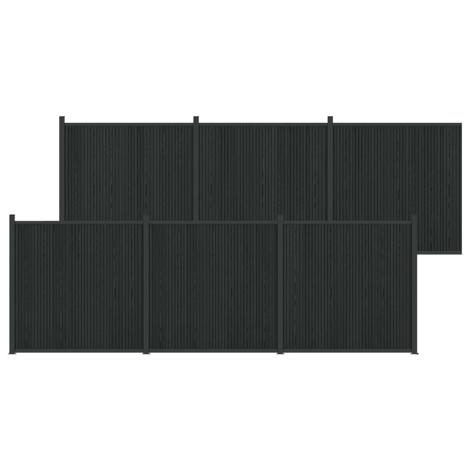 Pannello di Recinzione 6 pcs WPC e Alluminio Nero