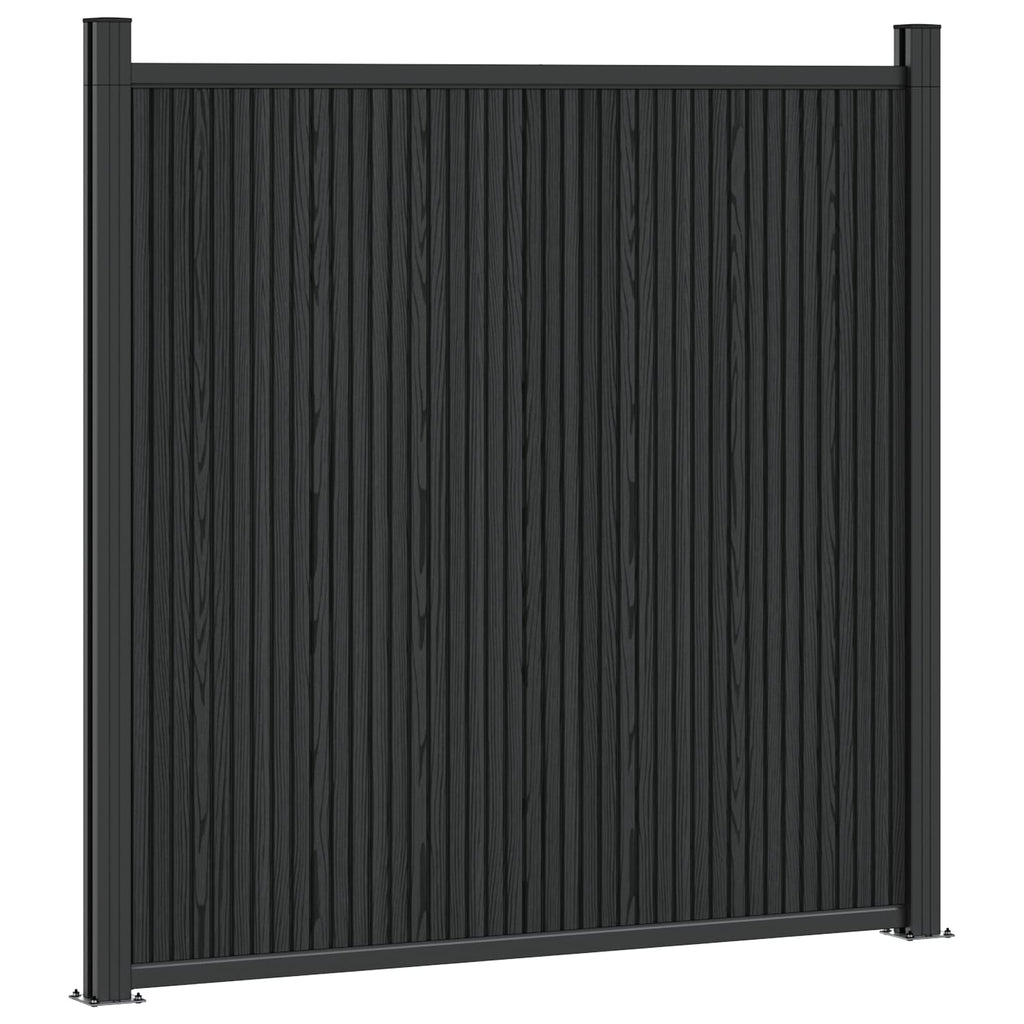 Pannello di Recinzione 7 pcs WPC e Alluminio Nero