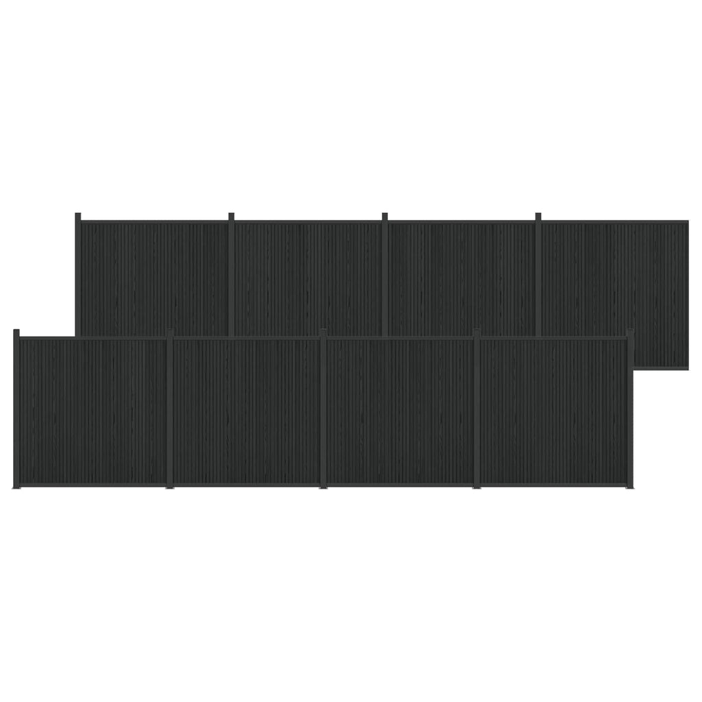 Pannello di Recinzione 8 Pezzi WPC e Alluminio Nero 1405x186,5 cm