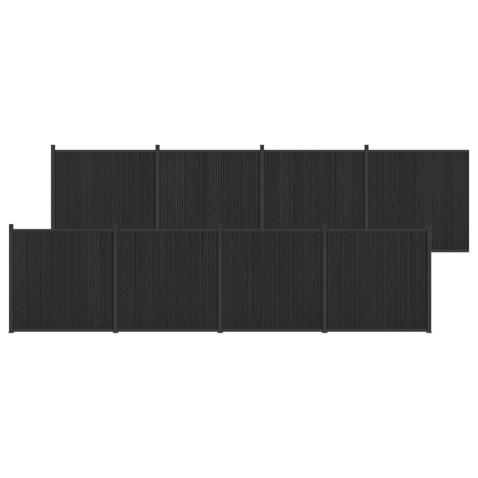 Pannello di Recinzione 8 Pezzi WPC e Alluminio Nero 1405x186,5 cm