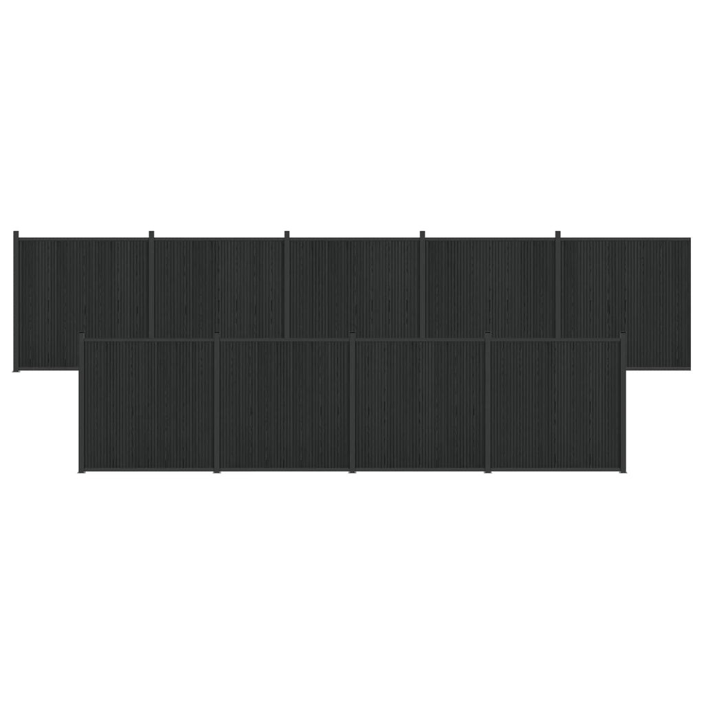 Pannello di Recinzione 9 pz WPC e Alluminio Nero 1580x186,5 cm