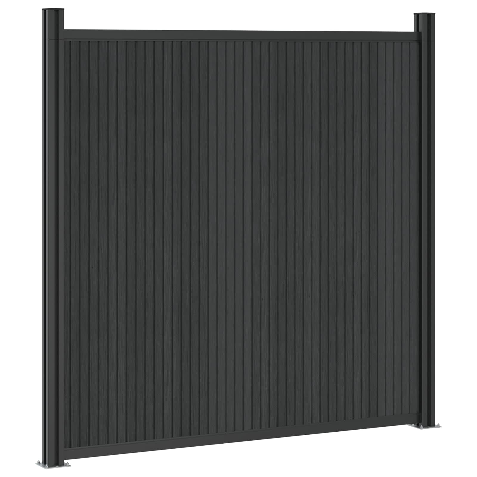 Pannello di Recinzione 9 pz WPC e Alluminio Nero 1580x186,5 cm