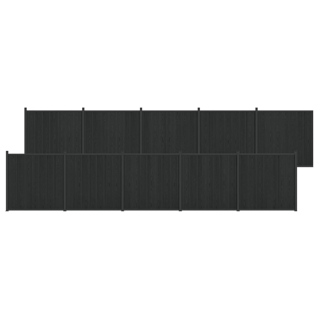 Pannello di Recinzione 10 pcs WPC e Alluminio Nero 1755x186,5 cm
