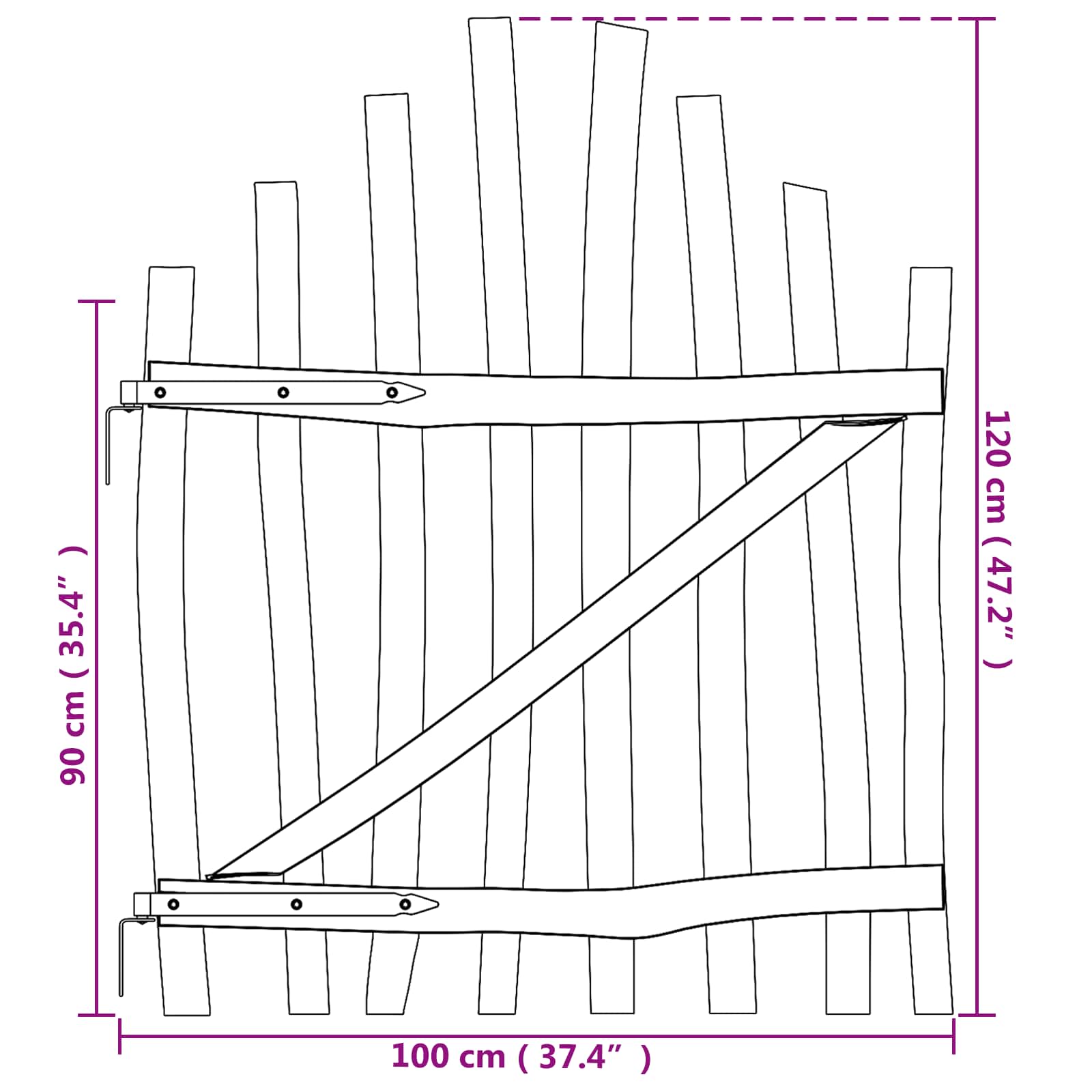 Cancello della recinzione arcuato in legno di nocciolo 100 x 120 cm