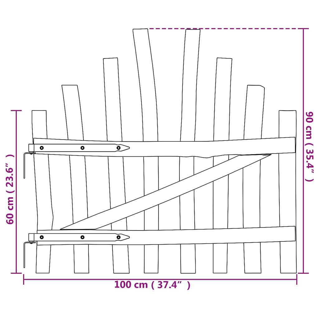 Cancello della recinzione arcuato in legno di nocciolo 100 x 90 cm