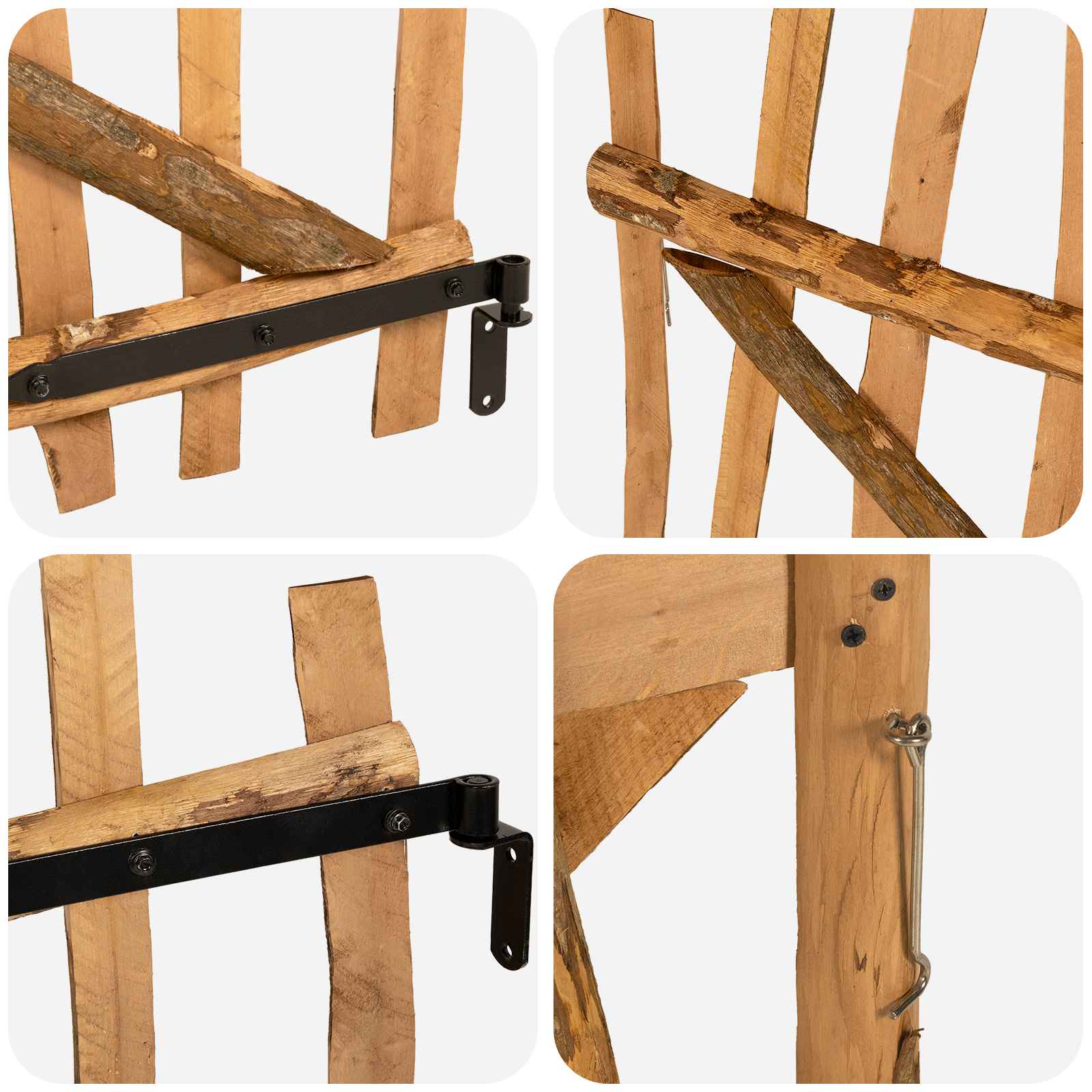 Cancello della recinzione arcuato in legno di nocciolo 100 x 120 cm