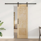 Porta scorrevole in legno di pino naturale e nero 61 x 198,5 cm