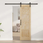 Porta scorrevole in legno di pino naturale e nero 61 x 198,5 cm