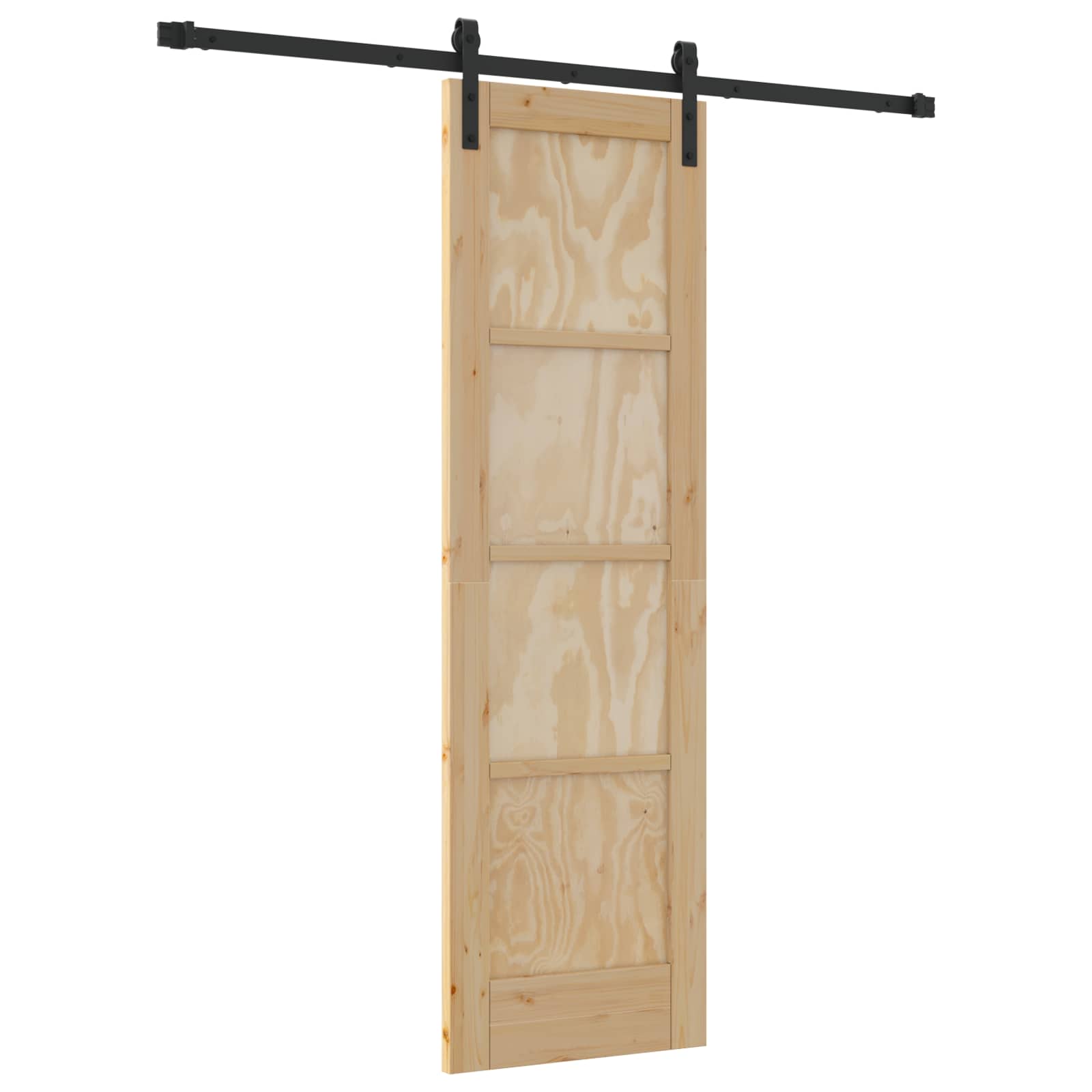 Porta scorrevole in legno di pino naturale e nero 61 x 198,5 cm